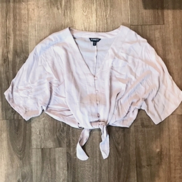 Express Dolman Sleeved Cropped Knot Tie Front Women's Top Size Small (EUC) - Picture 1 of 7